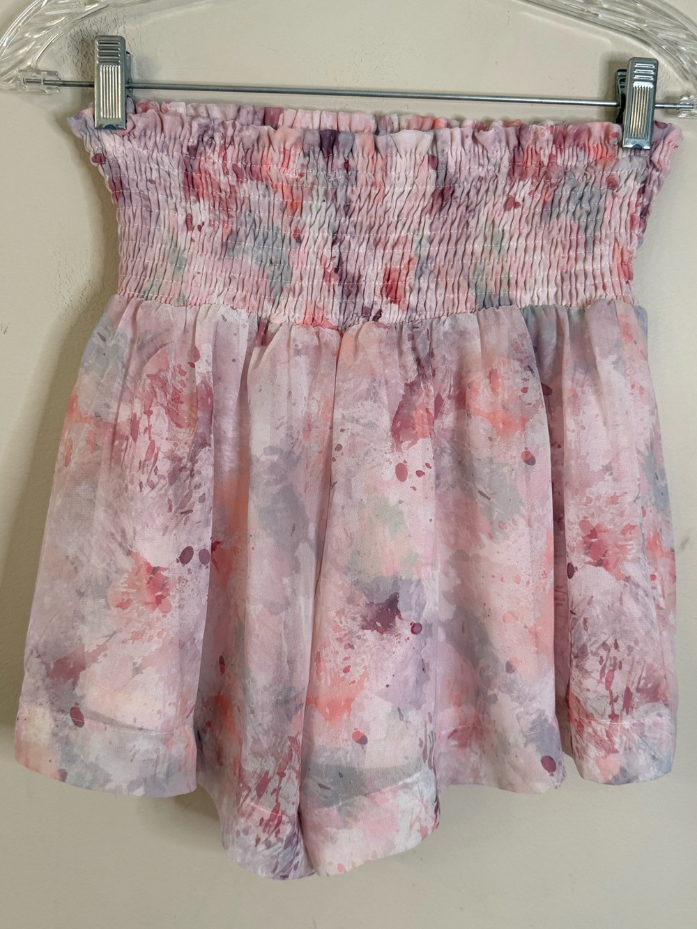 CEC pastel abstract floral shorts smocked pull on waist SZ SM